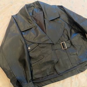 Oversized leather jacket